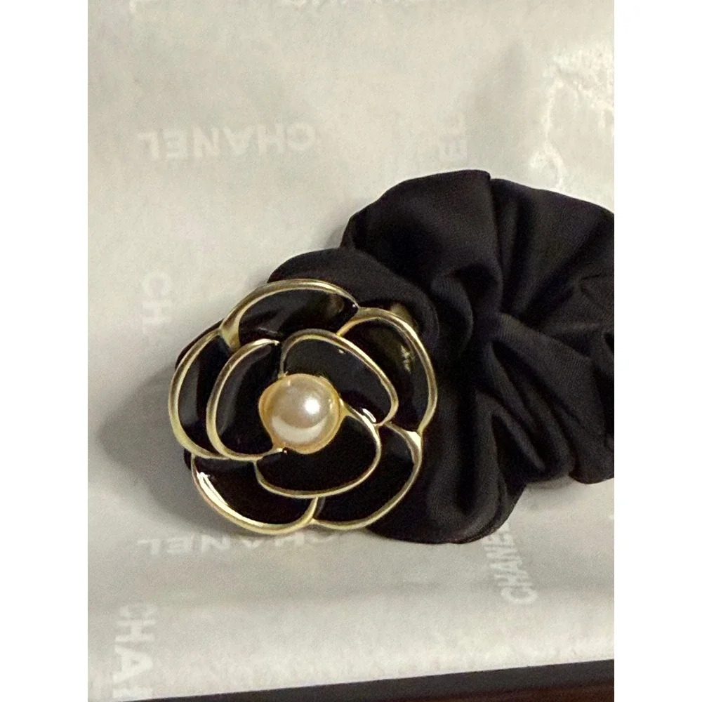 Handmade Velvet Hair Bow Scrunchie Set Repurposed from Holiday Packaging Ribbons
